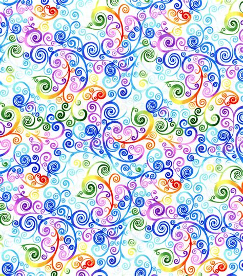 Premium Quilt Cotton Fabric Rainbow Scrolls White | JOANN