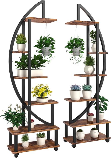 2 Pcs 6 Tier Tall Plant Stand Indoor, Metal Plant Stands for Indoor ...