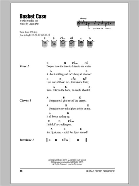 Basket Case by Green Day - Guitar Chords/Lyrics - Guitar Instructor