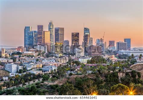 Skyline Los Angeles Sunset Stock Photo (Edit Now) 654461641