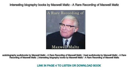 interesting biography books by Maxwell Maltz - A Rare Recording of ...