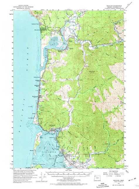 Nehalem, Oregon 1955 (1974) USGS Old Topo Map 15x15 OR Quad - OLD MAPS