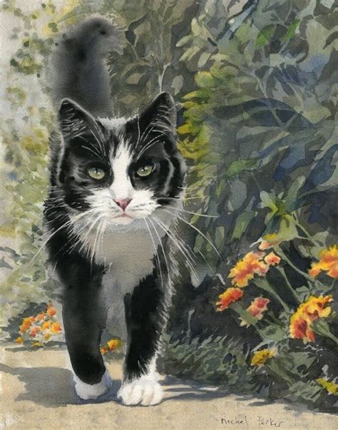 Tuxedo Cat Art Painting PRINT Watercolor Portrait Realistic Realism ...