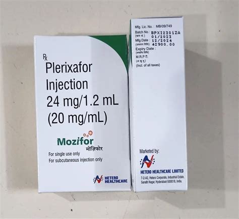 Plerixafor Injection 24mg at Rs 15000/vial | Bokhara | Nagpur | ID: 23548562530