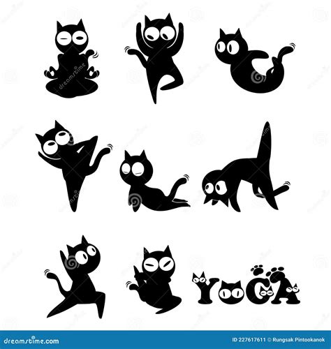 Black Cat Doing Yoga "YOGA" Stock Vector - Illustration of text, brand: 227617611