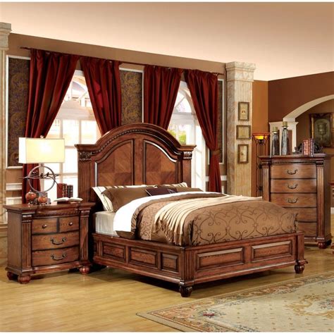 Furniture of America Heb Traditional Oak 2-piece Bedroom Set | King bedroom sets, Oak bedroom ...