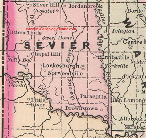 Sevier County, Arkansas 1889 Map