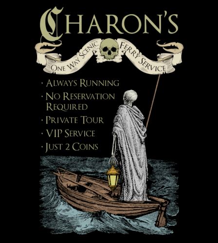 CHARON Kharon Greek Myth Coin Ferryman Hades River Styx Acheron Mens T ...