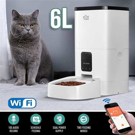 6L Automatic Pet Feeder Wi-Fi Enabled Smart Dog Cat Feeder with App ...