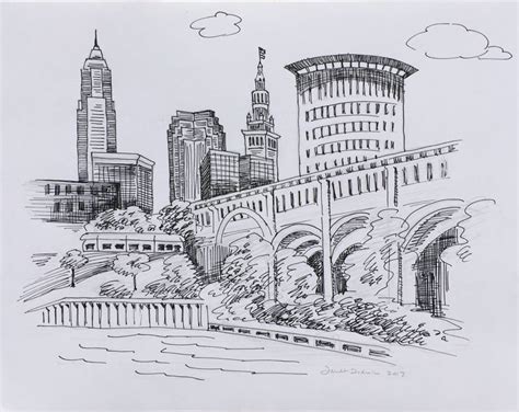 Cleveland Skyline Drawing at PaintingValley.com | Explore collection of ...