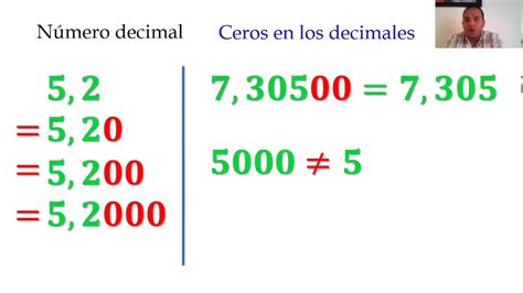 Efecto de los ceros en los números decimales - YouTube