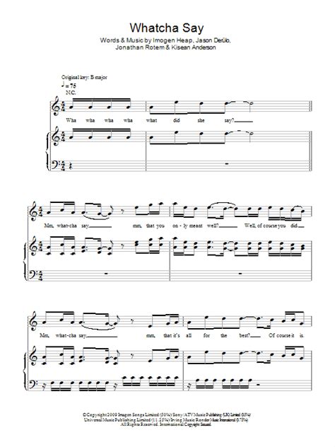 Whatcha Say | Sheet Music Direct