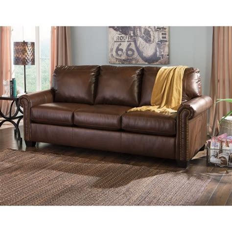 Ashley Lottie Leather Queen Sleeper Sofa in Chocolate - 3800039