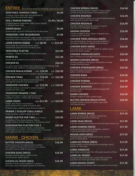 Kurukshetra Indian Restaurant & Takeaways Menu - Menumania/Zomato