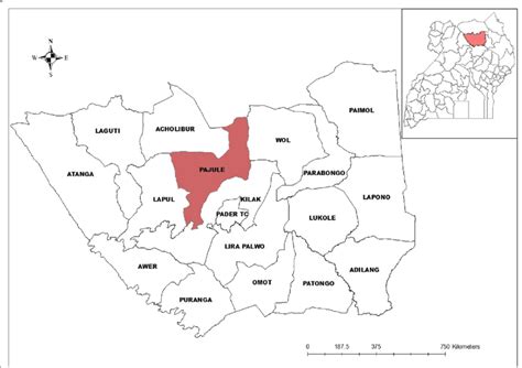 Location of the study area (Pajule Sub-county) in Pader District ...