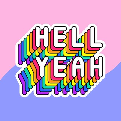 Hell Yeah Quote Poster Colorful Text Vector Illustration Fun Cartoon ...