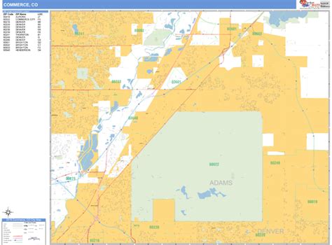 Commerce City Colorado Zip Code Wall Map (Basic Style) by MarketMAPS - MapSales