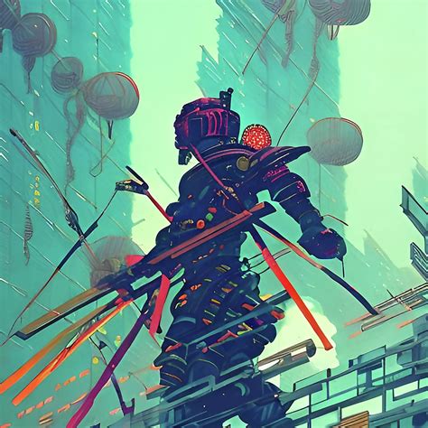 Cyberpunk Futuristic Japanese Samurai Digital Art by Alessandro Della Torre - Fine Art America