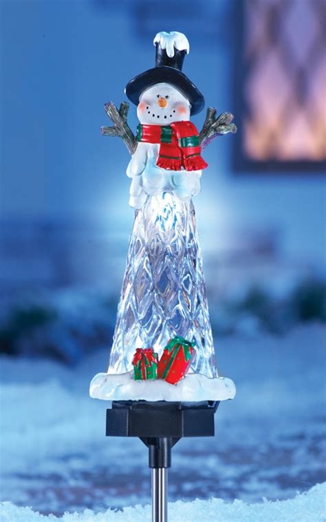 Solar Lighted Snowman Icicle Garden Yard Stake | Christmas