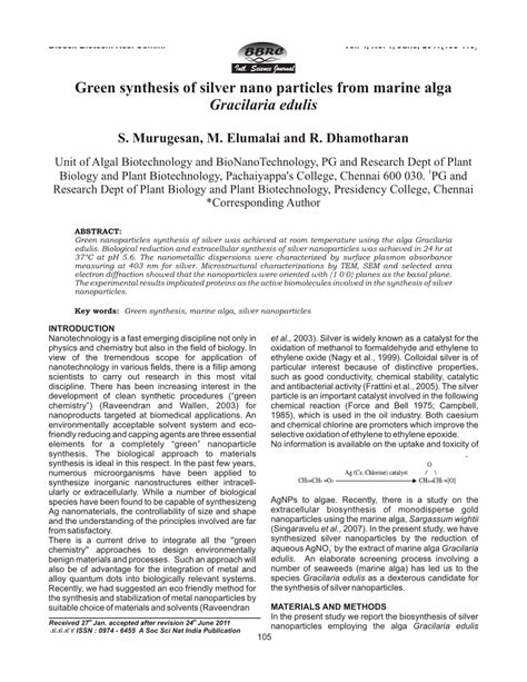 (PDF) Green synthesis-Gracilaria edulis