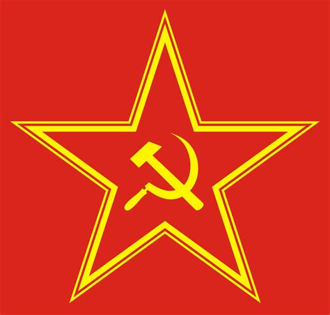 Communist Red Star With Hammer And Sickle On Red Background. Royalty ...