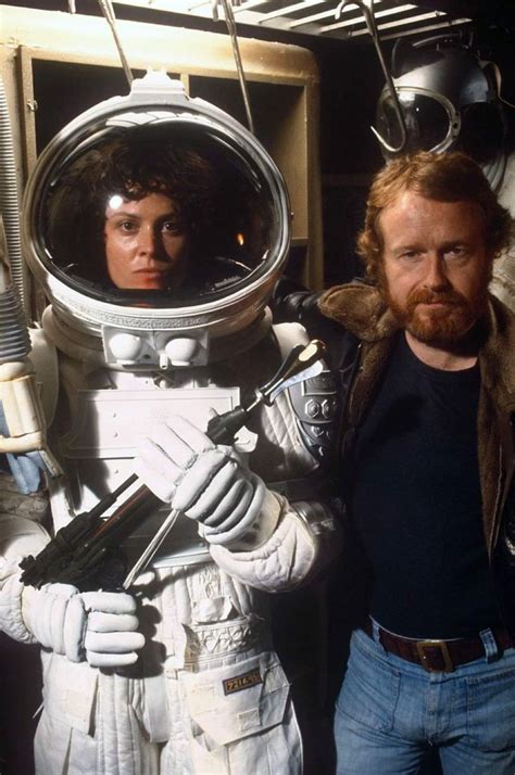 Sigourney Weaver and director Ridley Scott on the set of Alien (1979). | Sigourney weaver ...