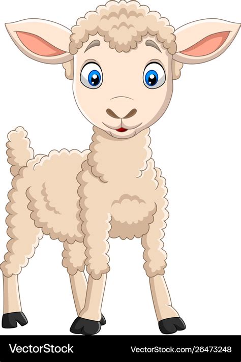 Cartoon happy lamb isolated on white background Vector Image