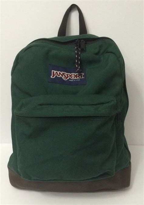 Vintage JanSport USA Backpack Brown Leather Bottom Green Bag #JanSport ...