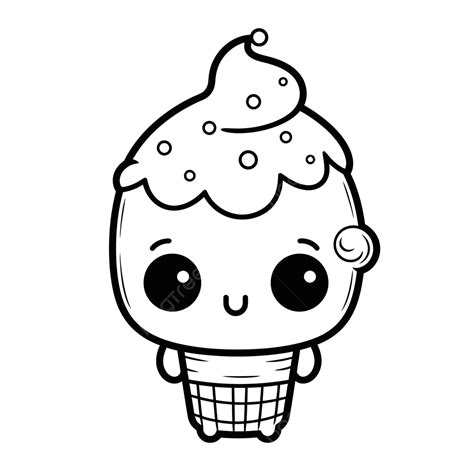 Cute Ice Cream Coloring Pages Outline Sketch Drawing Vector, Ice Cream Drawing, Ice Cream ...