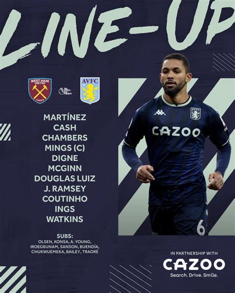 Lineup v West Ham : r/avfc