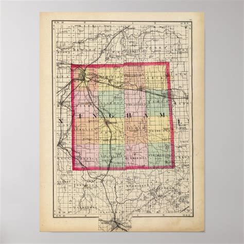 Map of Ingham County, Michigan Poster | Zazzle.com