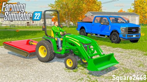 Mowing OVERGROWN Yard With John Deere 3046R! (Tractor Demo) | FS22 Landscaping - YouTube