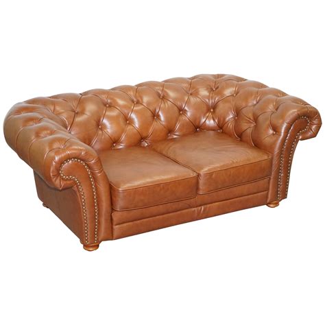 Stunning Fully Restored Art Modern Curved Back Brown Leather Sofa Part ...