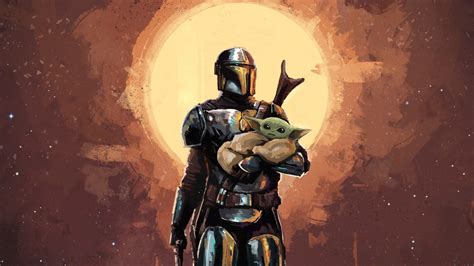 2560x1440 Resolution The Mandalorian and Baby Yoda Art 1440P Resolution ...