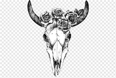 Texas Longhorn Drawing Human skull symbolism Bull, skull, watercolor ...