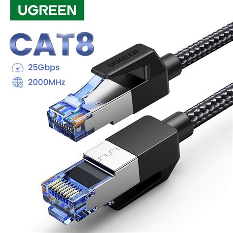 UGREEN Ethernet Cable CAT8 40Gbps 2000MHz CAT 8 Networking Nylon Braided Internet Lan Cord for ...