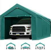 FINFREE 10 x 20 ft Steel Carport Car Canopy with Sidewalls ,Doors ,4 sandbags, Green | RTBShopper