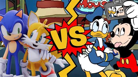 M.U.G.E.N Battles | Sonic/Tails vs Mickey Mouse/Donald Duck | Sega vs Disney - YouTube