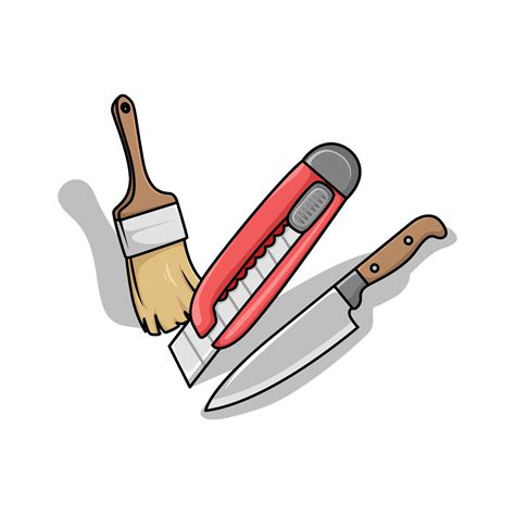 knife, cutter with brush painting illustration 34515381 Vector Art at ...