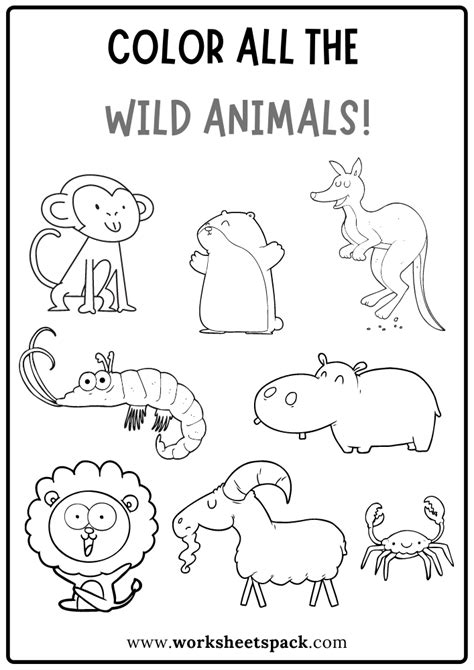 Wild Animals Worksheet To Color