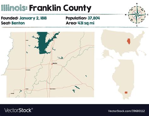 Map of franklin county in illinois Royalty Free Vector Image