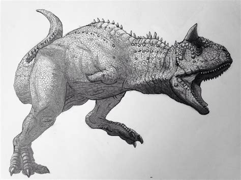 "Carnotaurus" Pencil and ink. | Dinosaur drawing, Dinosaur art ...