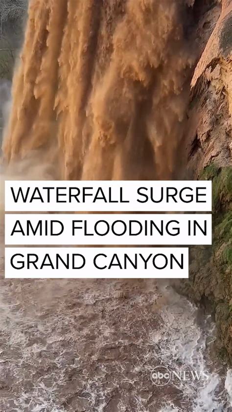 Waterfall surges amid flooding in Grand Canyon | flood, Grand Canyon, waterfall | A waterfall in ...