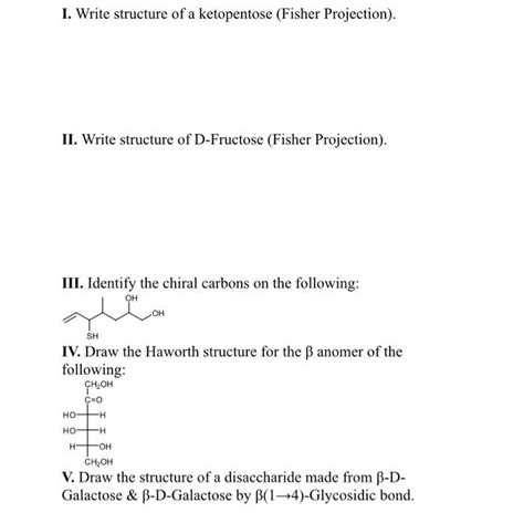 Solved I. Write structure of a ketopentose (Fisher | Chegg.com