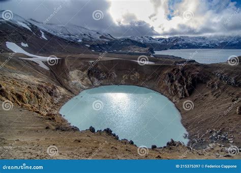 Iceland Volcanic Lake Askja Stock Image - Image of lake, waterfall ...