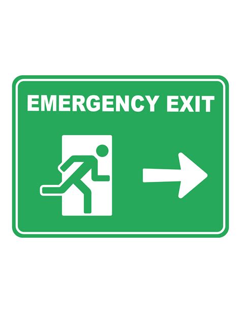 Emergency Exit Running Man Arrow Right Emergency Safety Sign