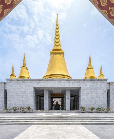 Premium Photo | Architecture marble golden pagoda