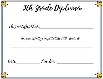 5th Grade Editable Diplomas Graduation Printable FREE | TPT