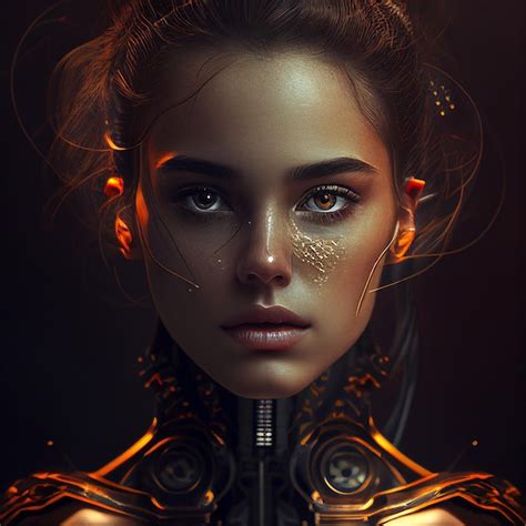 Premium Photo | Photorealistic portrait of a beautiful girl from the future cyberpunk virtual ...