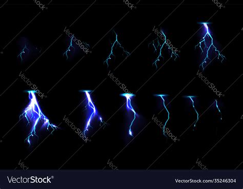 Sprite sheet with lightnings for game animation Vector Image